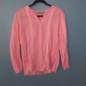 Pink shear long sleeve layering shirt C
